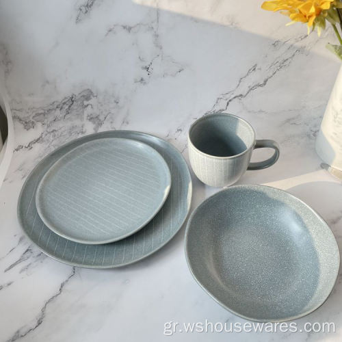 Stoneware κεραμικό στρογγυλό πιάτο δείπνο αντιδραστικό τζάμια